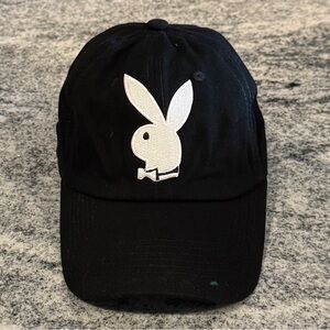 New Custom Designed Black Baseball Cap with Playboy Bunny, Adjustable